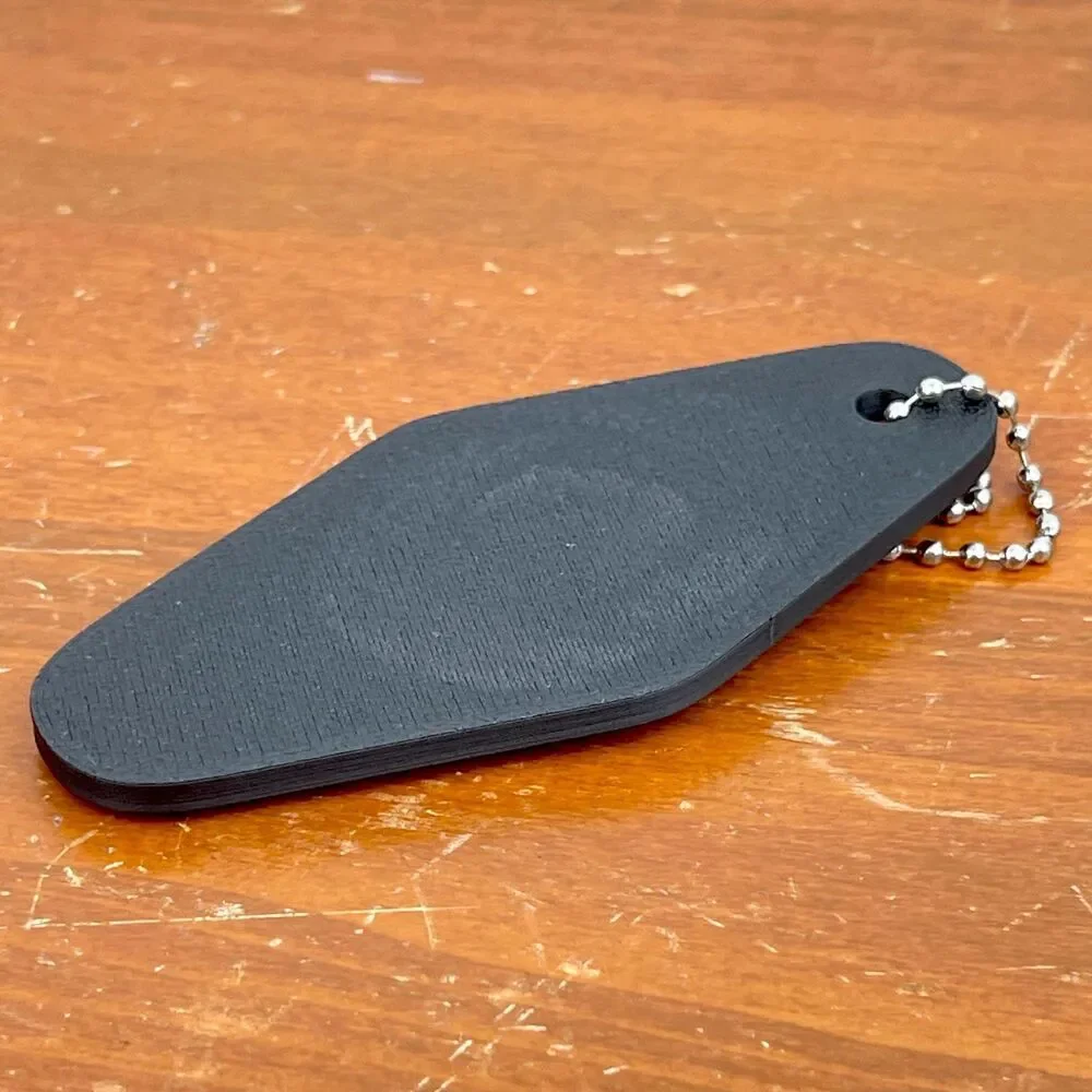 Retro Motel Keychain, Always Tired, Ballchain Keychain, Red and Black